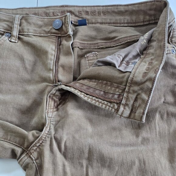 American Eagle Jeans Men 33x32 (28) Beige Airflex+  Athletic Fit Tapered Stretch - Picture 9 of 16
